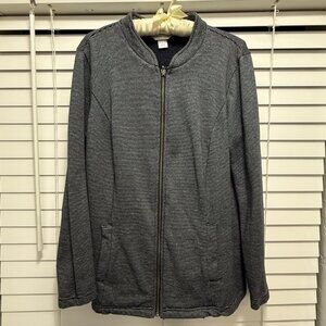 Christopher Banks Women's black and silver crew neck long sleeve jacket; Size L